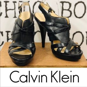 CALVIN KLEIN “Gene” Slingback Platform Sandle